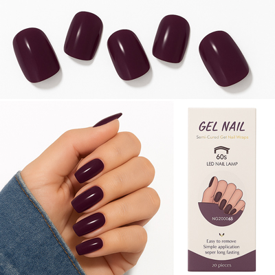 نیل رپ کاشت ناخن ژله ای بادمجونی